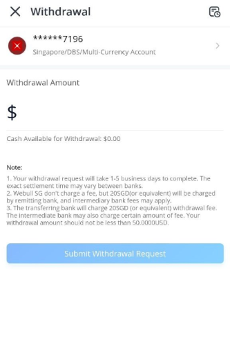 Withdraw bank recipient